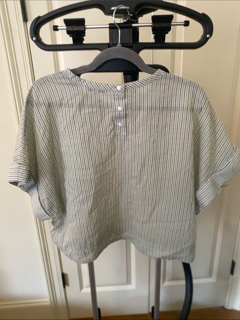 Madewell Mint Green, White & Brown Striped Shirt - Picture 3 of 3
